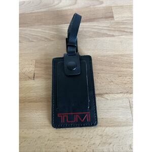 TUMI LEATHER LUGGAGE NAME TAG ADJUSTABLE STRAP SNAP SECURED ID